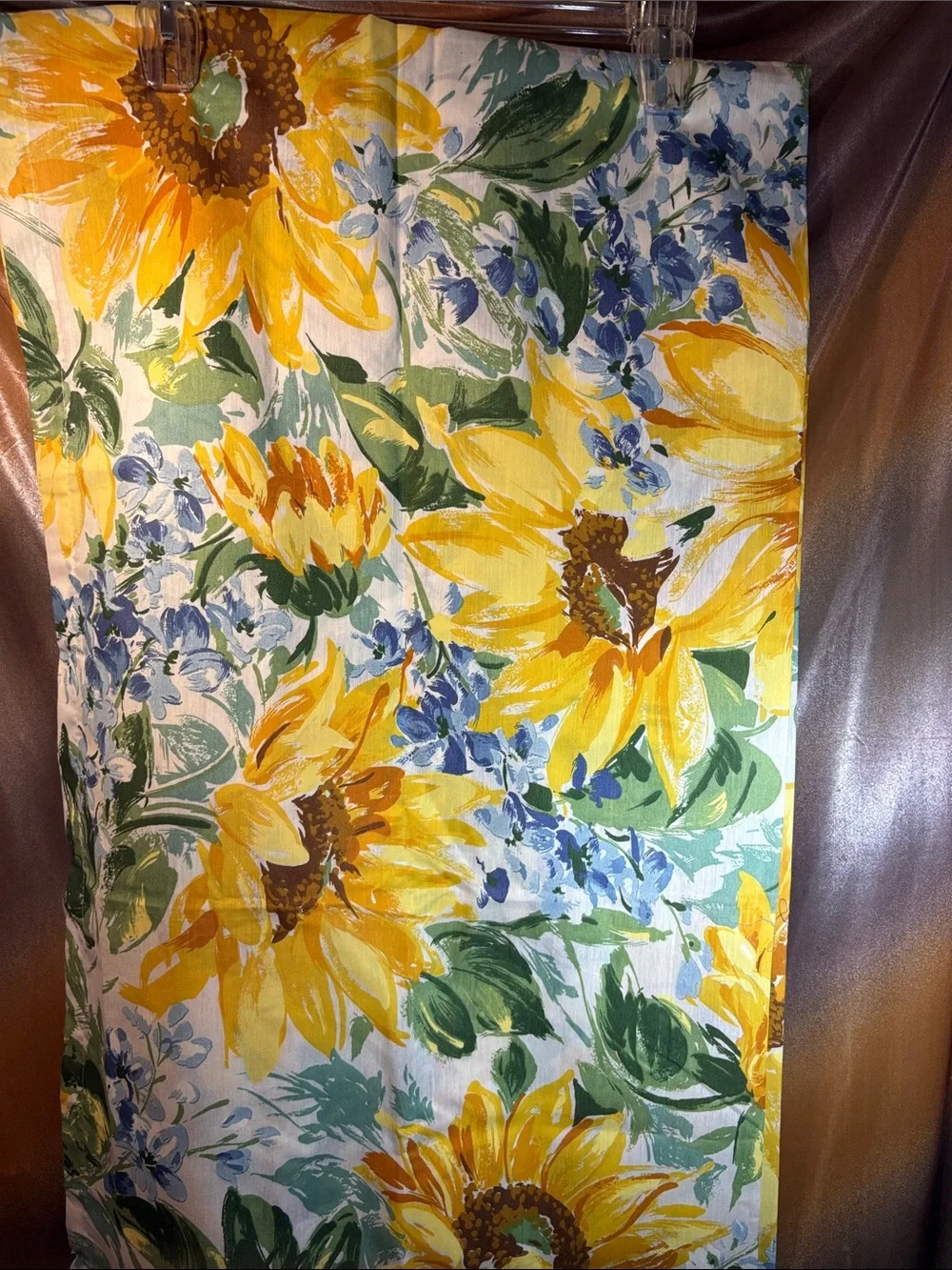 4 piece NWOT Vintage 90’s Bright Sunflower Floral Scarf - Yellow, Green, Blue LL